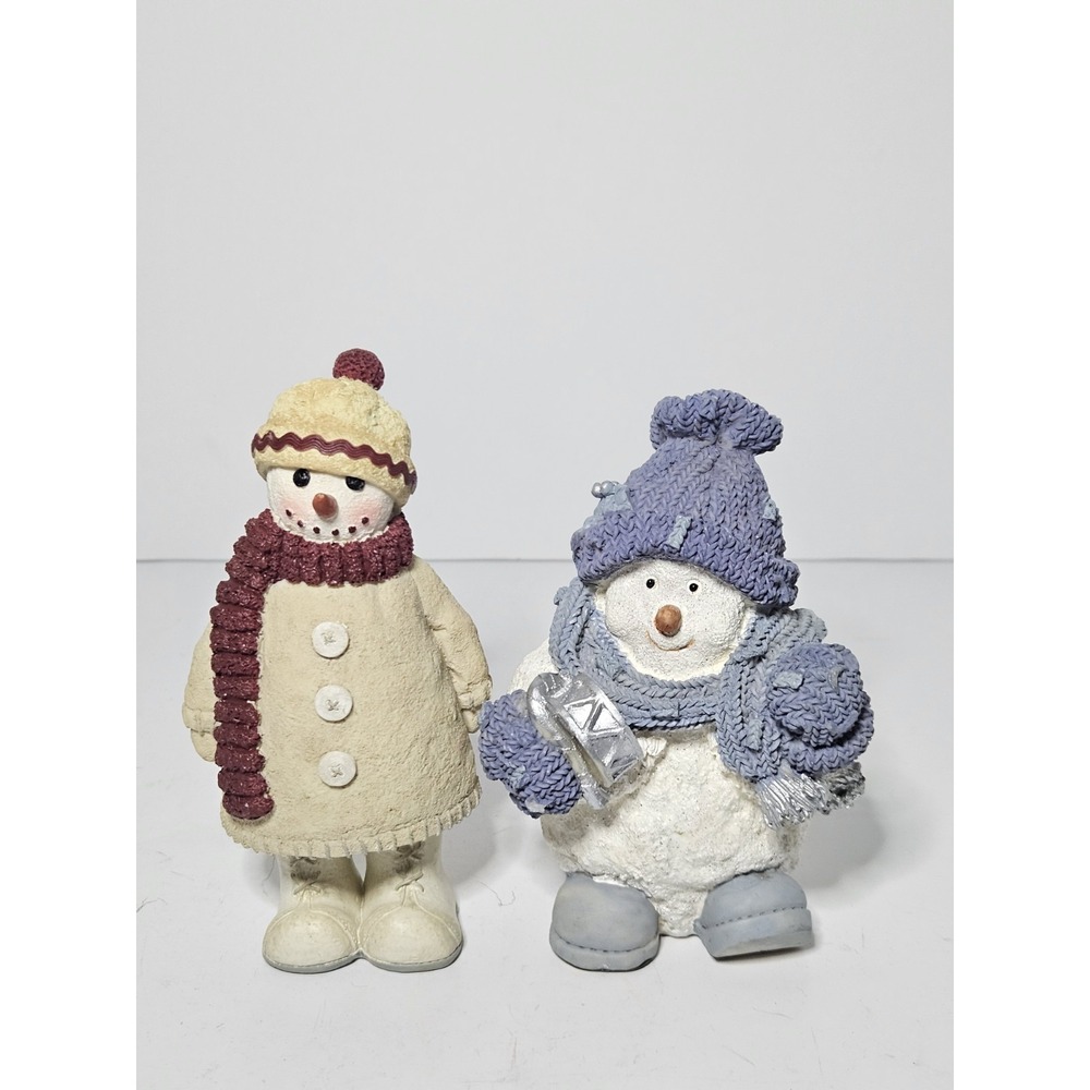 Snowman Hallmark Ragdoll Mittens & Encore Snow Buddies Resin Figurine Vtg Set